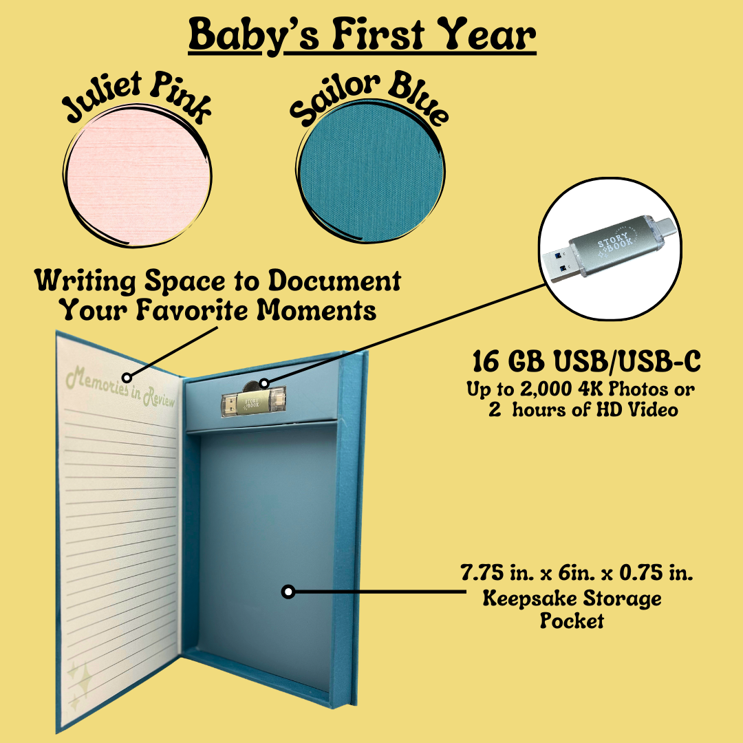 Baby's First Year Memory Book with USB Drive | Keepsake Album