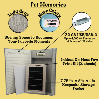 Pet Memory Book with USB Drive | Dog & Cat Keepsake Album